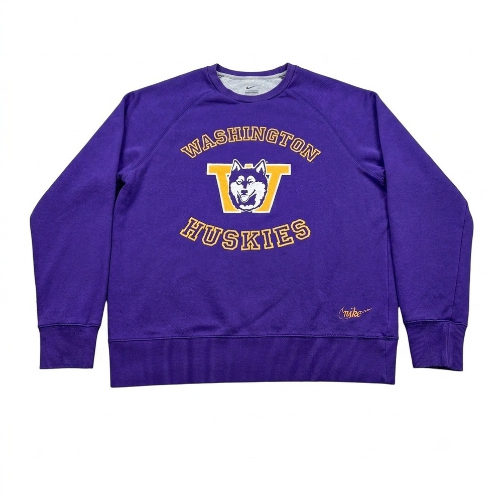 Nike Washington Huskies Crewneck Sweatshirt Large Vintage Style Spellout Purple
